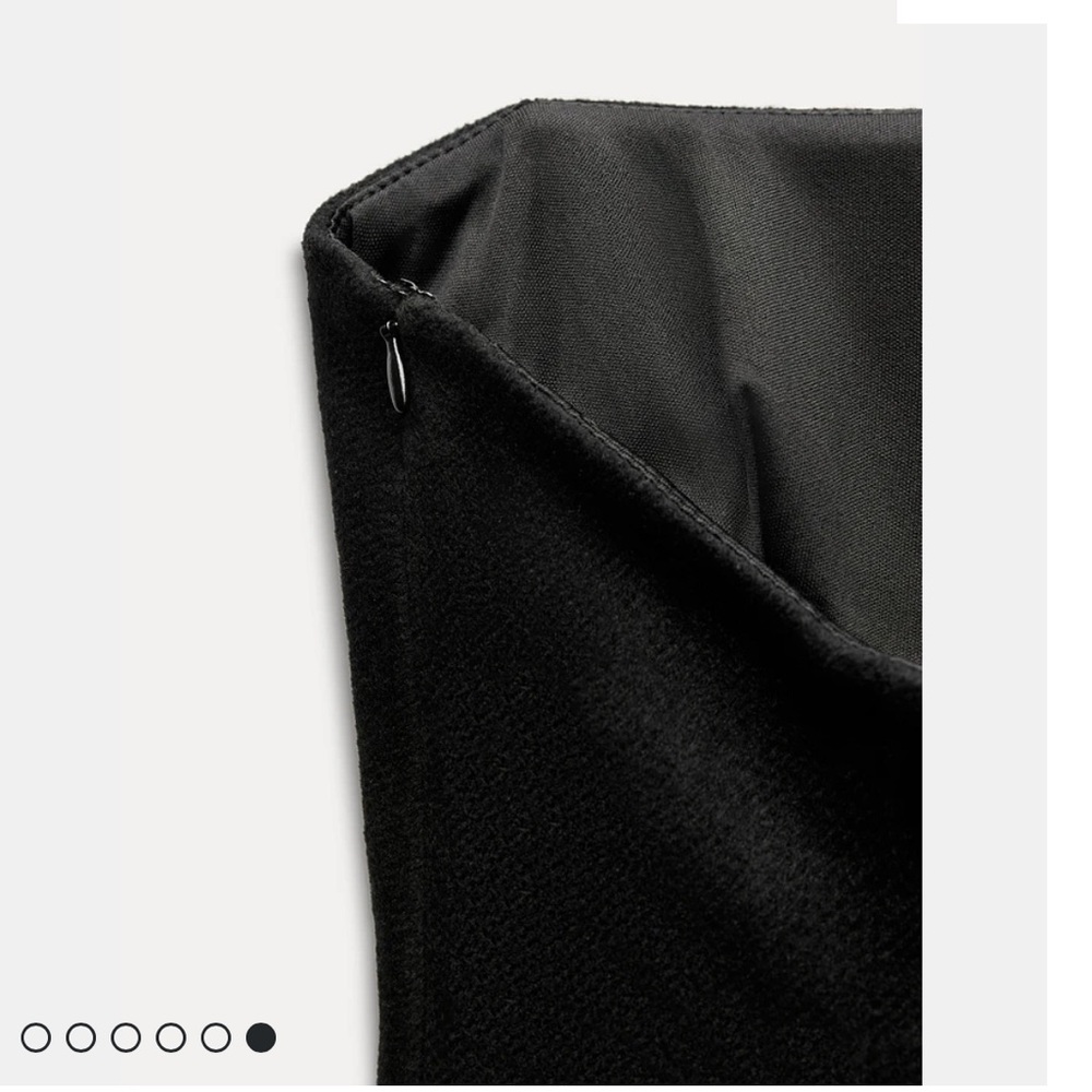 Zara Black Wool Blend Strapless Peplum Top straight neck Pleat detail size L NWT - Picture 12 of 16